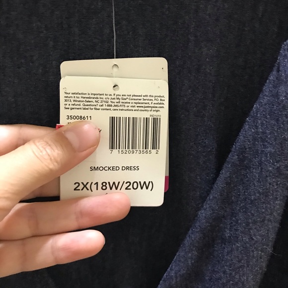 Just My Size JMS Smocked Dress Navy size 18/20 - Picture 7 of 14